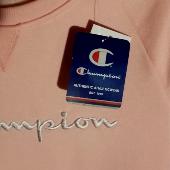 NWT, CHAMPION Girl's Classic Pink Pullover Sweatshirt, Large - Picture 7 of 9